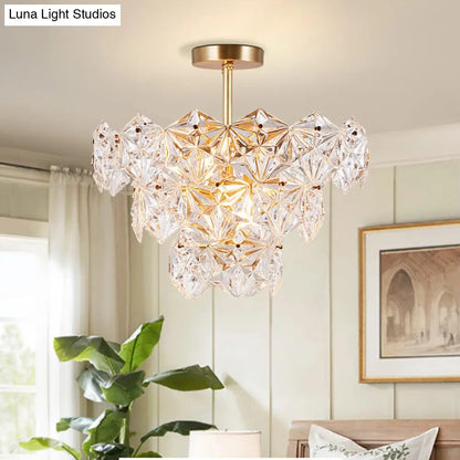 DecorBites™ DecorBites™ 9 Head Traditional Gold Glass Chandelier with Tapered Hexagon Suspension Light