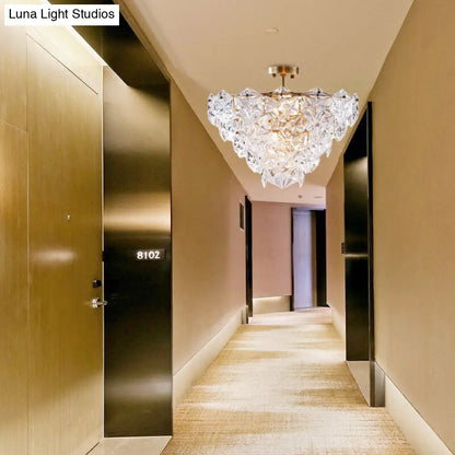 DecorBites™ DecorBites™ 9 Head Traditional Gold Glass Chandelier with Tapered Hexagon Suspension Light