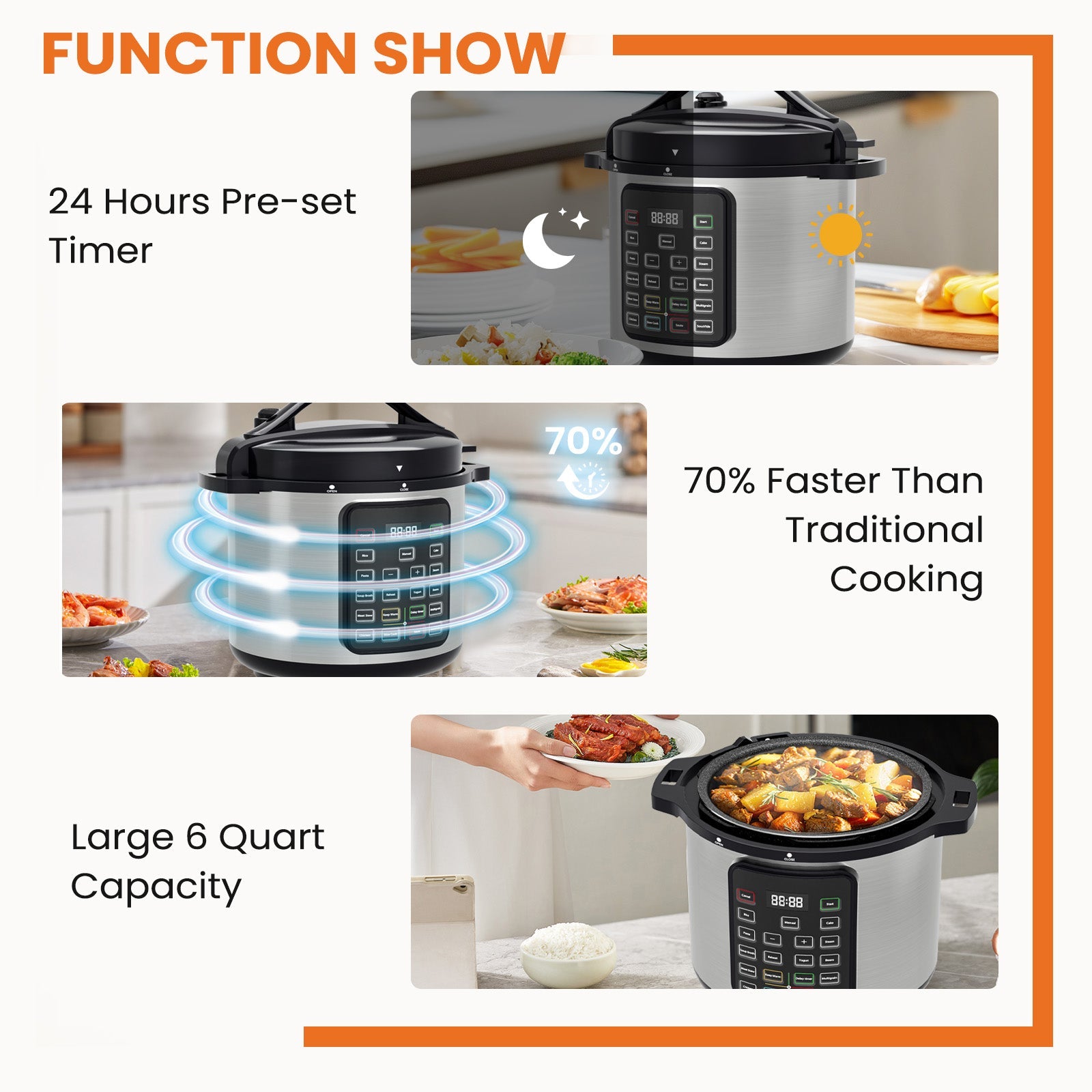 9 In 1 Electric Pressure Cooker, Warmer & Sterilizer, Saute, Slow Cooker, Rice Cooker, Multi-Functional Smart Pot - Decorbites