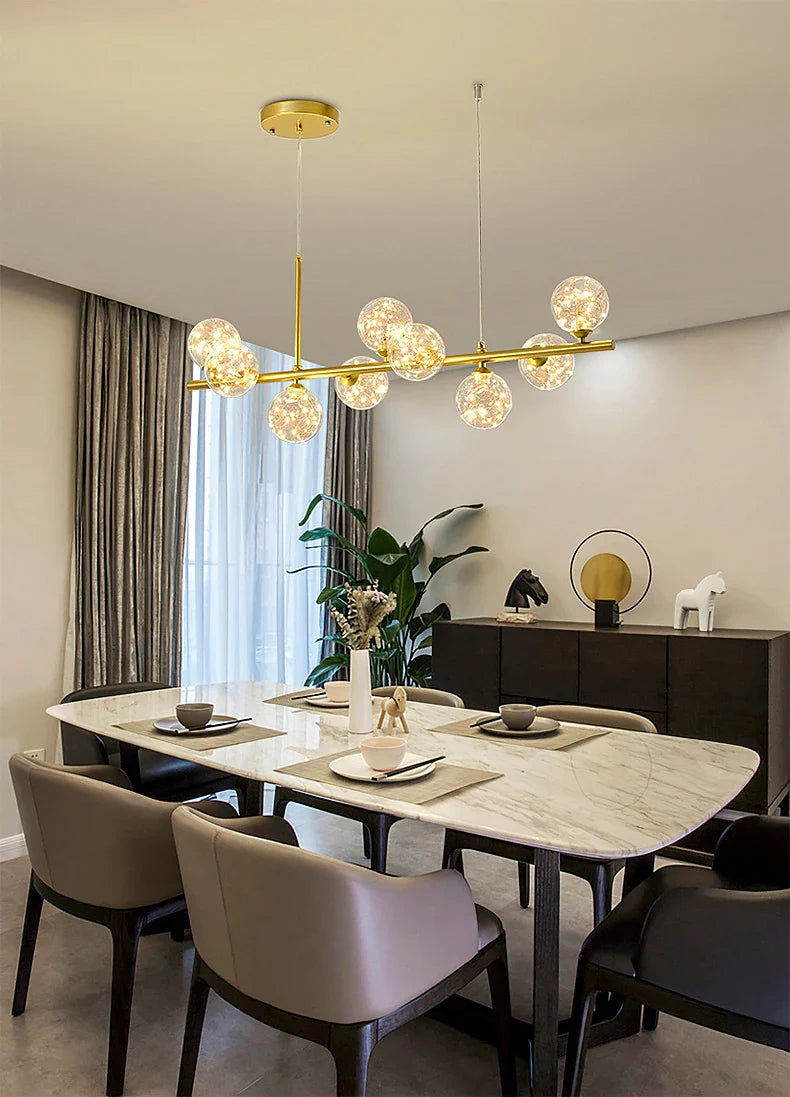 9-Light Modern Black LED Chandelier - Chandelier