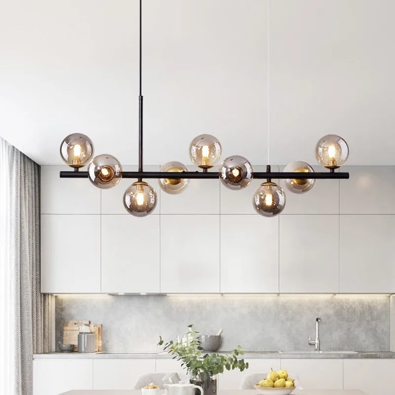 9-Light Modern Black LED Chandelier - Chandelier