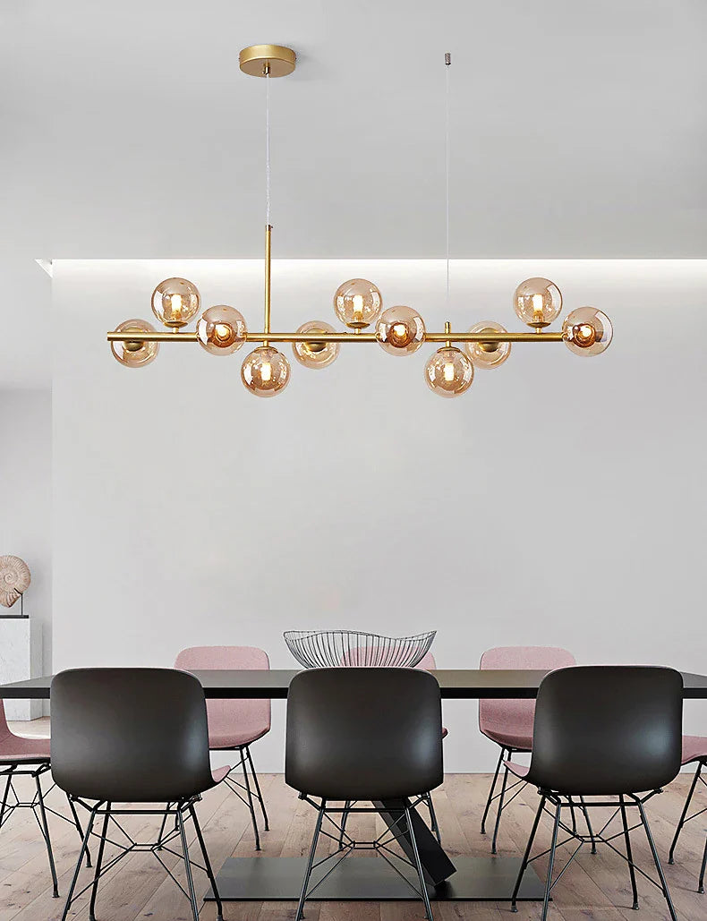 9-Light Modern Black LED Chandelier - Chandelier
