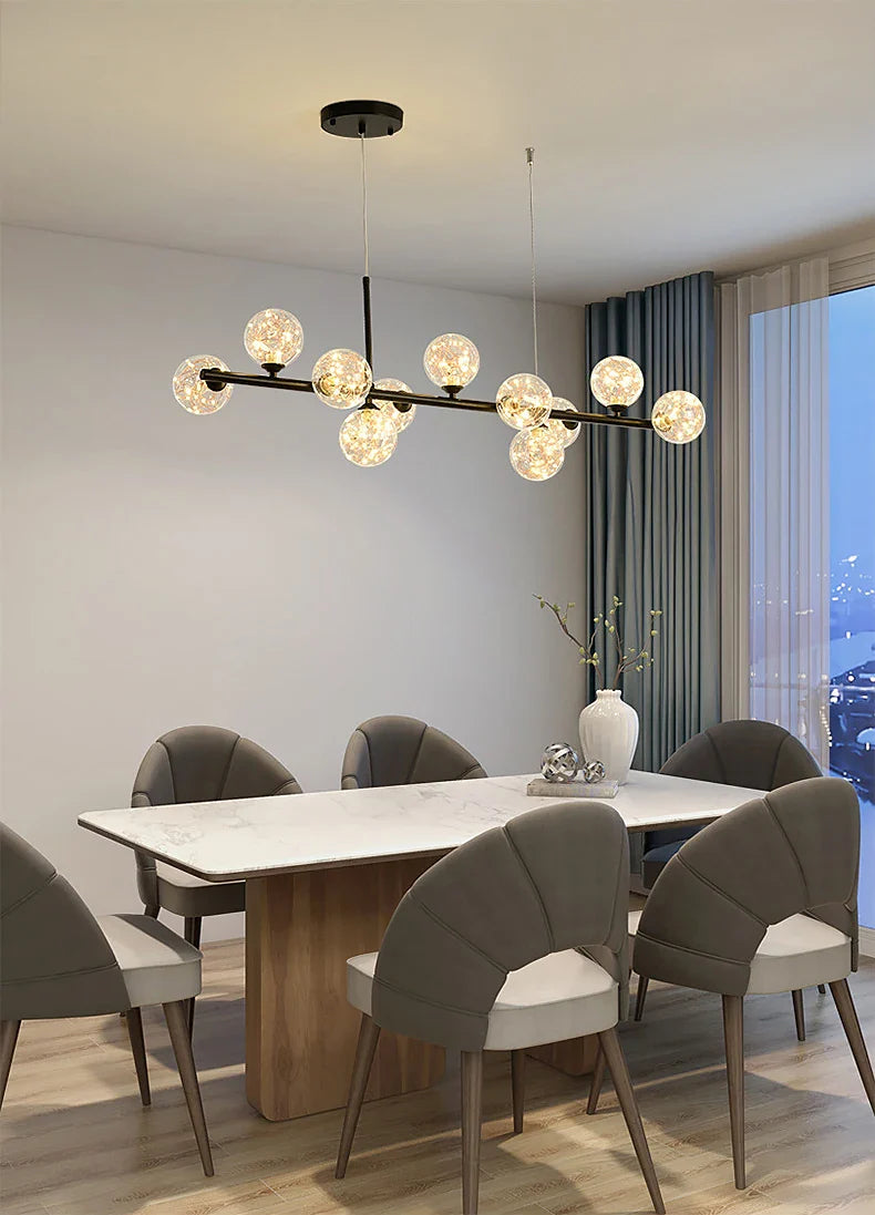 9-Light Modern Black LED Chandelier - Chandelier
