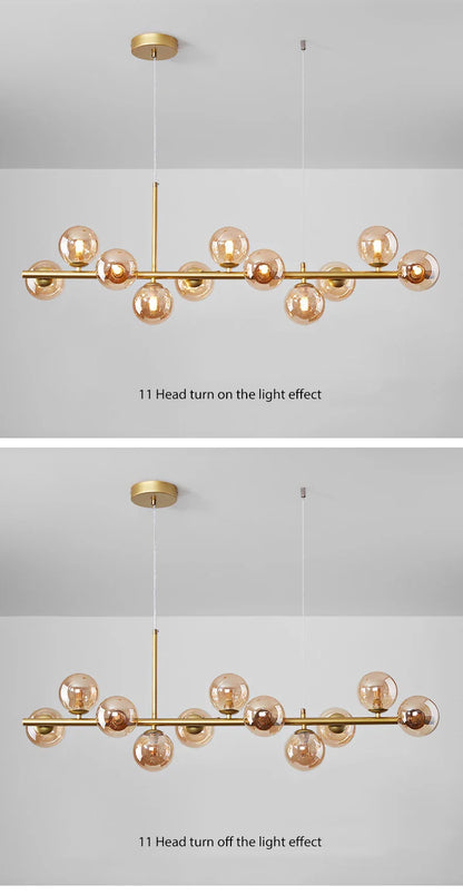 9-Light Modern Black LED Chandelier - Chandelier