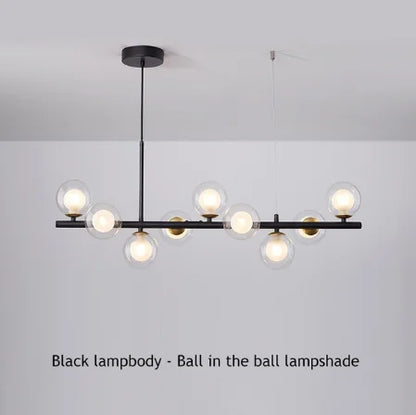 9-Light Modern Black LED Chandelier - Ball in ball 1 / Warm light - Chandelier
