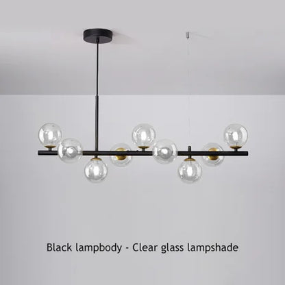 9-Light Modern Black LED Chandelier - Black-Clear glass / Warm light - Chandelier