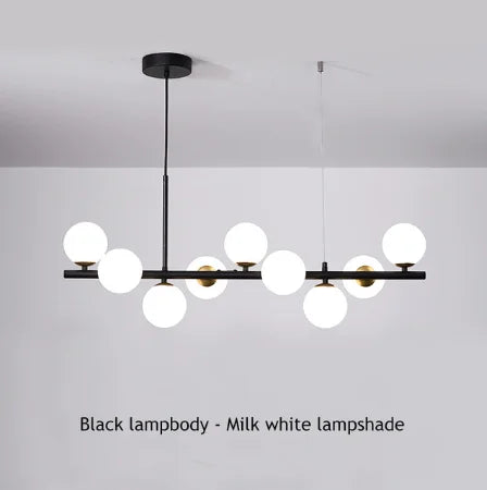 9-Light Modern Black LED Chandelier - Black-Milk / Warm light - Chandelier