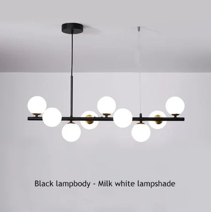9-Light Modern Black LED Chandelier - Black-Milk / Warm light - Chandelier