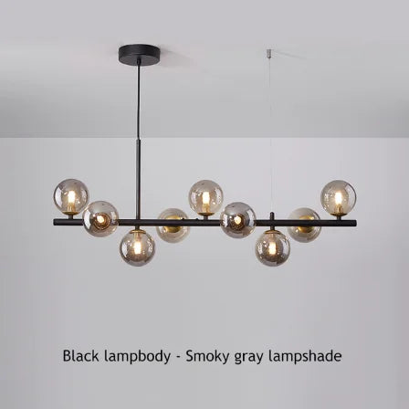 9-Light Modern Black LED Chandelier - Black-Smoky gray / Warm light - Chandelier