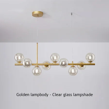 9-Light Modern Black LED Chandelier - Gold-Clear glass / Warm light - Chandelier