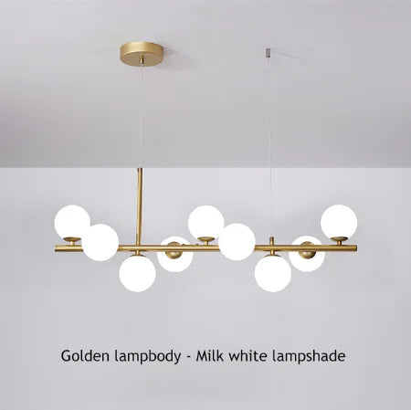 9-Light Modern Black LED Chandelier - Gold-Milk / Warm light - Chandelier