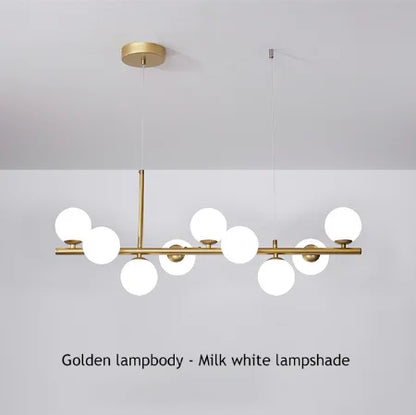 9-Light Modern Black LED Chandelier - Gold-Milk / Warm light - Chandelier