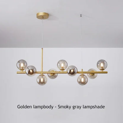 9-Light Modern Black LED Chandelier - Gold-Smoky gray / Warm light - Chandelier