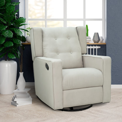 Wingback Recliner Chair Manual Rocking Sofa 360° Swivel Glider with Button Tufted