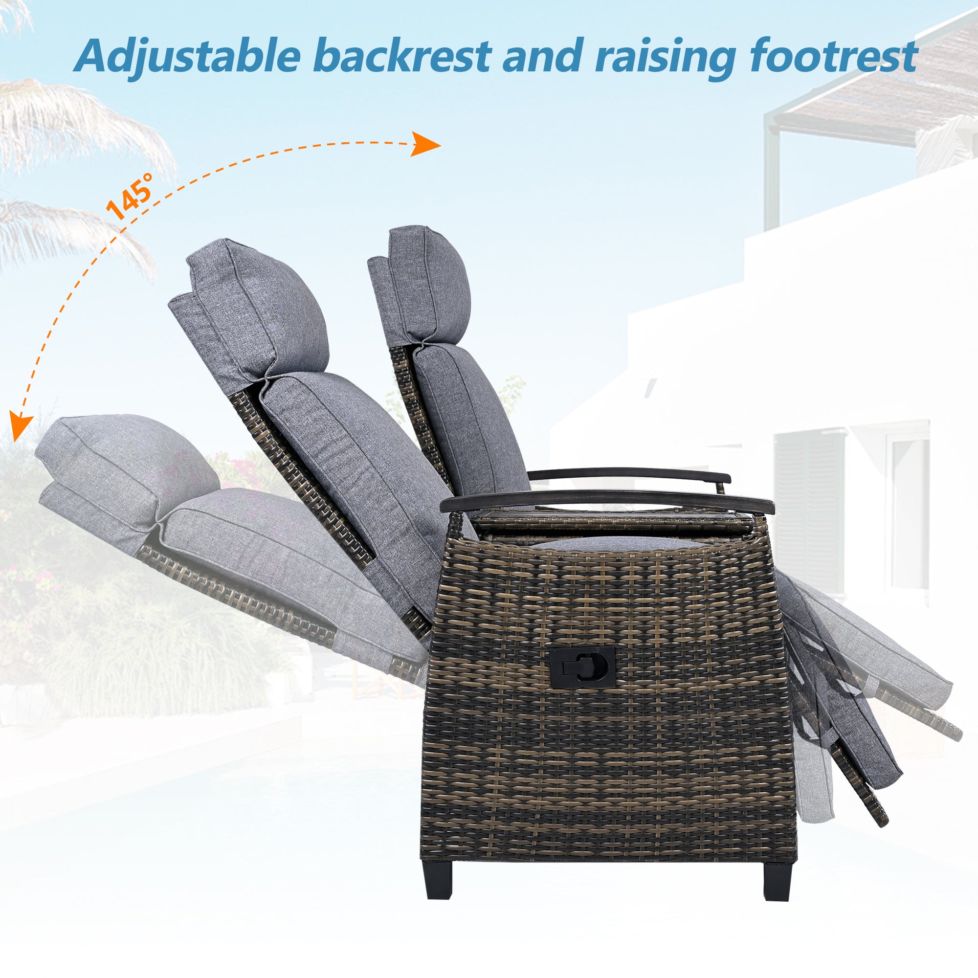 Gray Wicker Recliner Loveseat