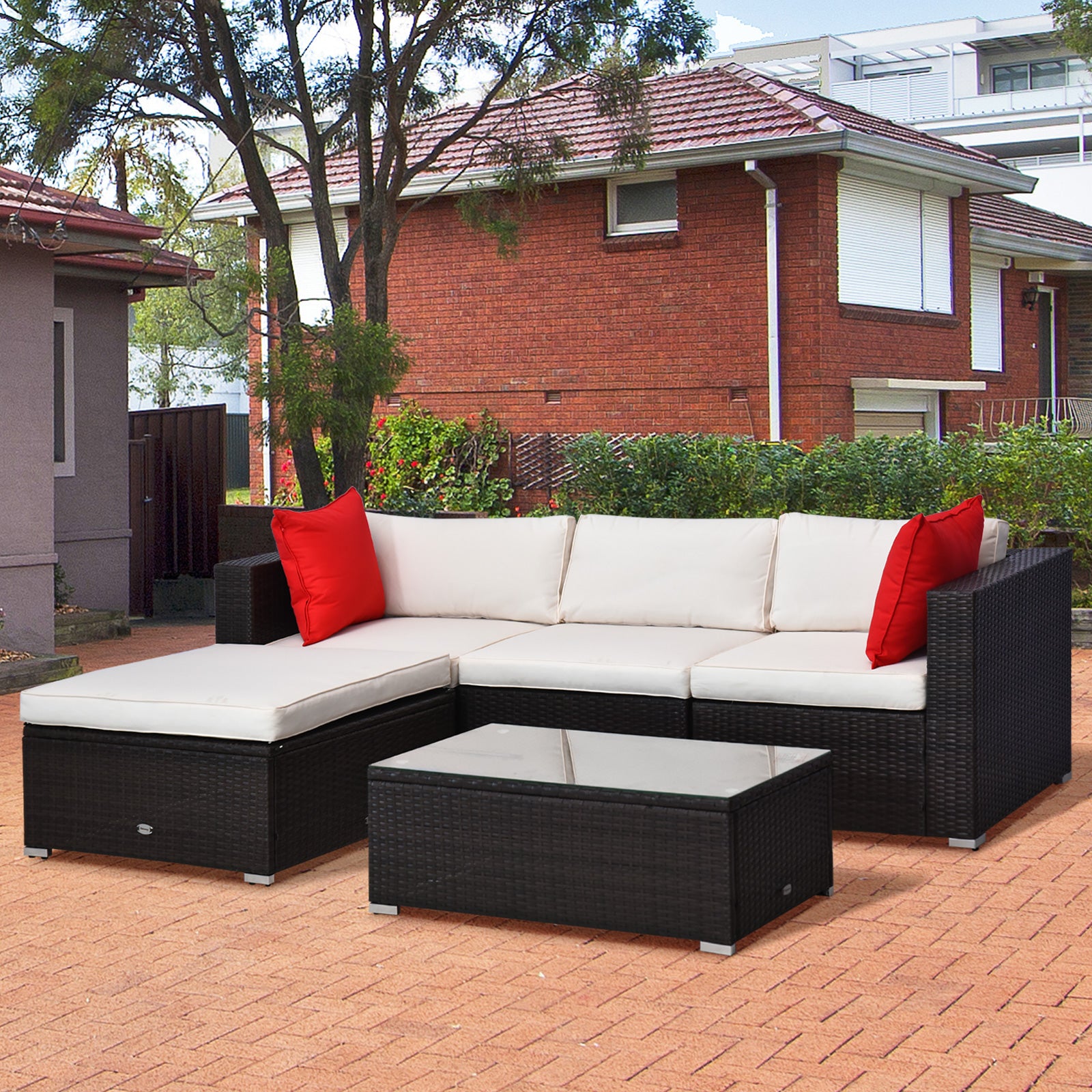 Conjunto de 5 Piezas de Muebles de Patio con Cojines