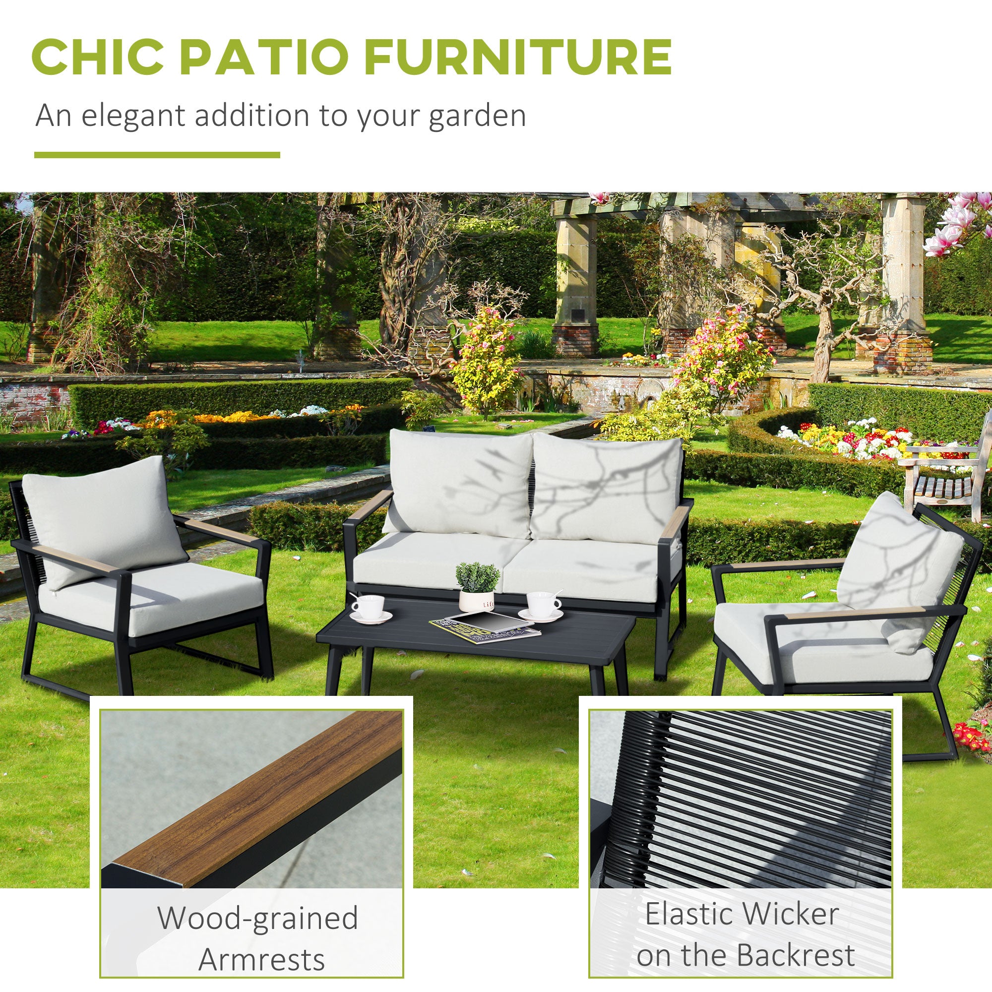 Beige Minimalist Patio Set