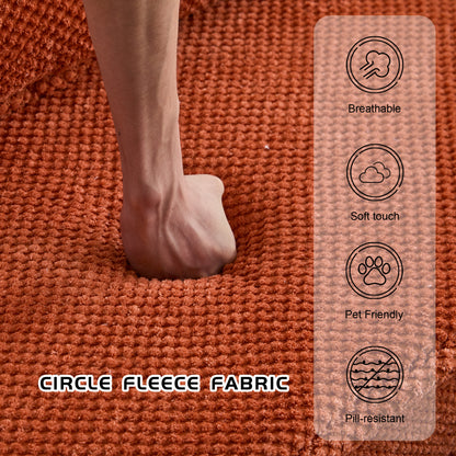 Compression Mahjong Sofa,Convertible Floor Sofa Bed,DIY Boneless Modular Sectional Sofa,No Assembly Required,Circle Fleece Fabric,Oversized 3 Seater With 1 Ottoman,Orange