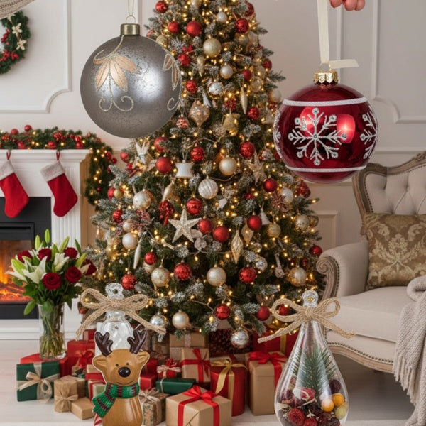 4-piece 4.7-inch Christmas Ball Ornaments, Glass Hanging Decorations For Holiday Tree And Party Decor, FBA Shipped, Prohibited From Sale On The Temu Platform