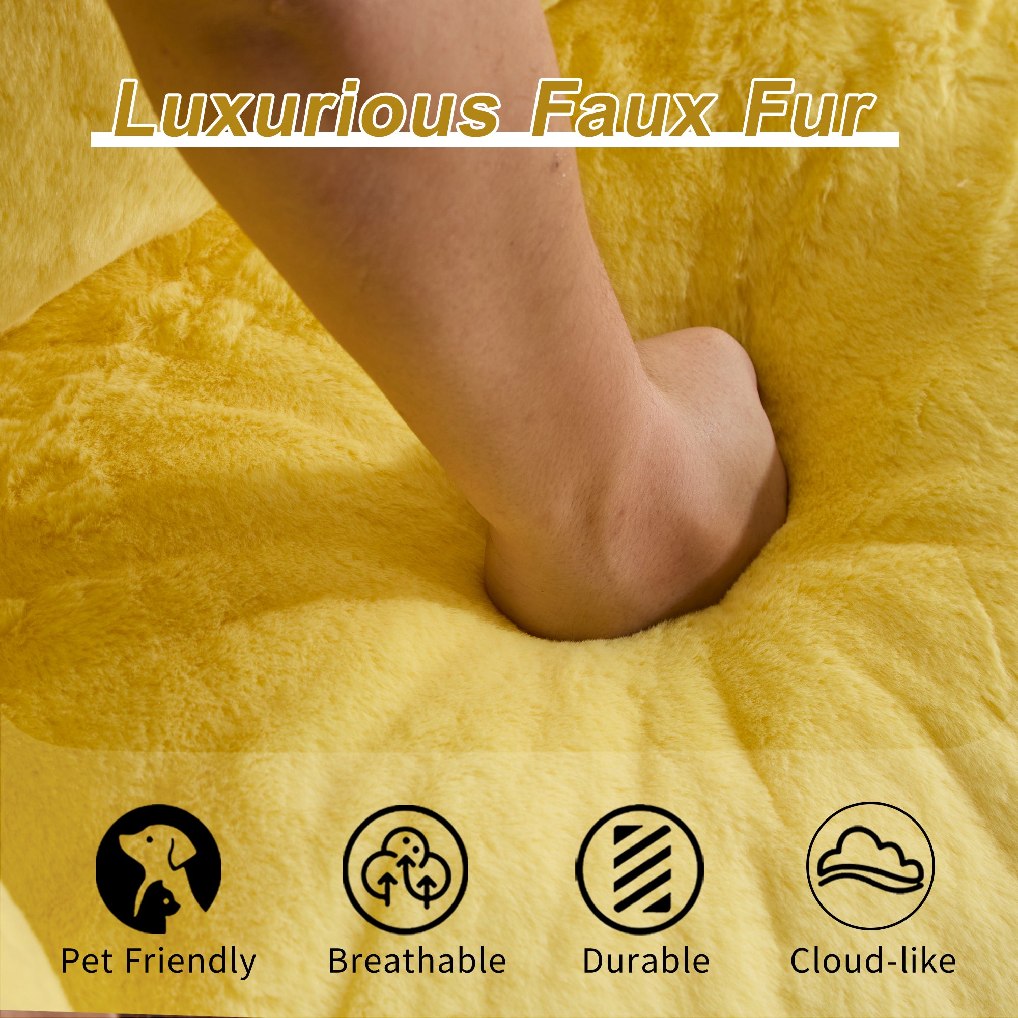 Sofá Gigante de Puf para Adultos, Sofá de Puf Loveseat Ultra Suave y Esponjoso, Silla de Reposar Oversized para Interiores en Sala de Estar o Dormitorio, No Requiere Ensamblaje Silla de Lectura Acogedora con Almohadas, Amarillo