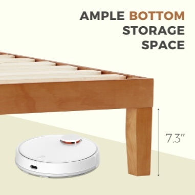 Solid Wood Bed Frame - Mattress Base With Headboard, No Spring Box Required, 1100 Pounds Of Sturdy Wooden Strips For Support