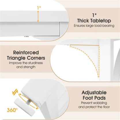 Spacious Rectangular Dining Table - 63"x24"x30", Adjustable Foot Pads, Waterproof Stain-Resistant Surface