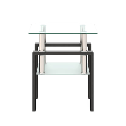 1-Piece Modern Tempered Glass Tea Coffee Table, Square For Living Room