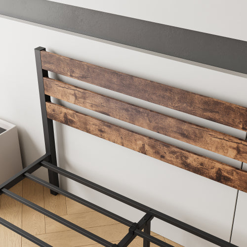 Rustic Brown Platform Bed
