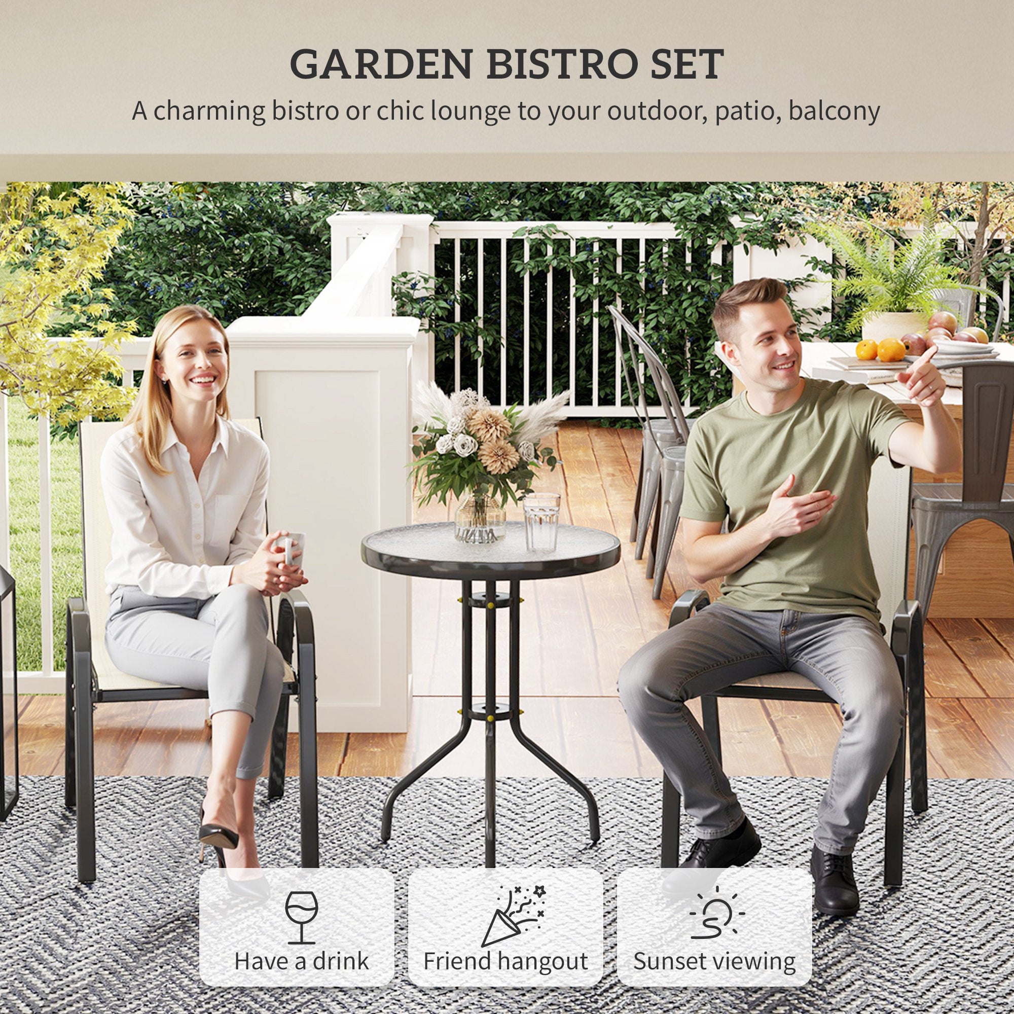 Compact Outdoor Bistro Set Gray Garden Style