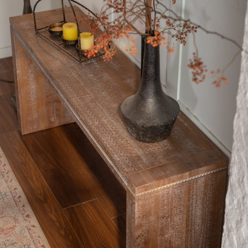 Mesa de Consola de Madera Maciza para Sala de Estar, Mesa Larga de Sofá Detrás del Sofá, Mesa Estrecha Retro para Entrada en Pasillo y Vestíbulo