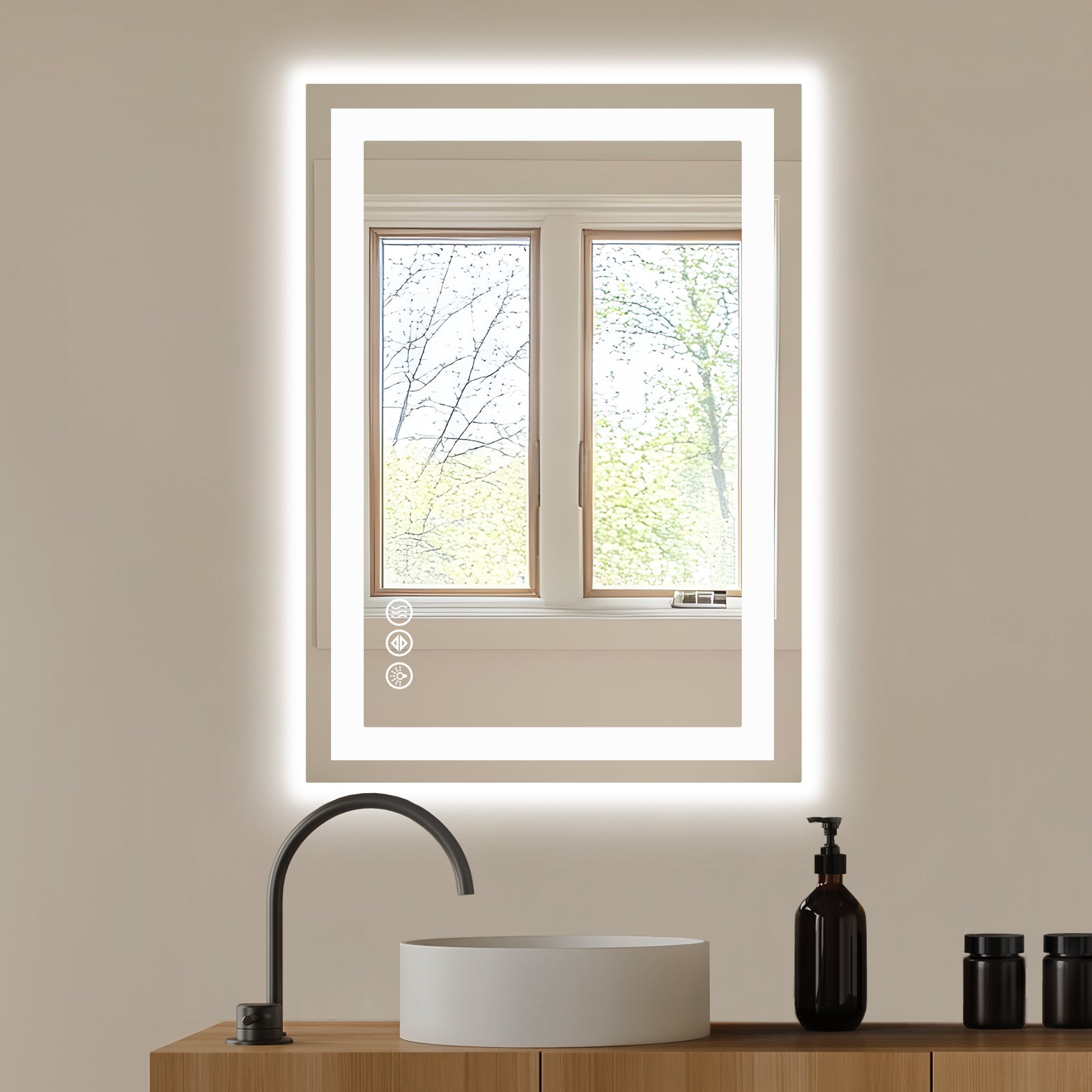 Antibeschlag-LED-Badezimmerspiegel mit dualer Lichtquelle und drei Beleuchtungsmodi