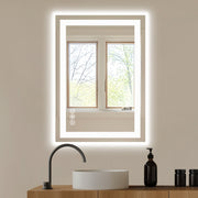 Espejo de baño LED antiempañante con fuente de luz dual y tres modos de iluminación