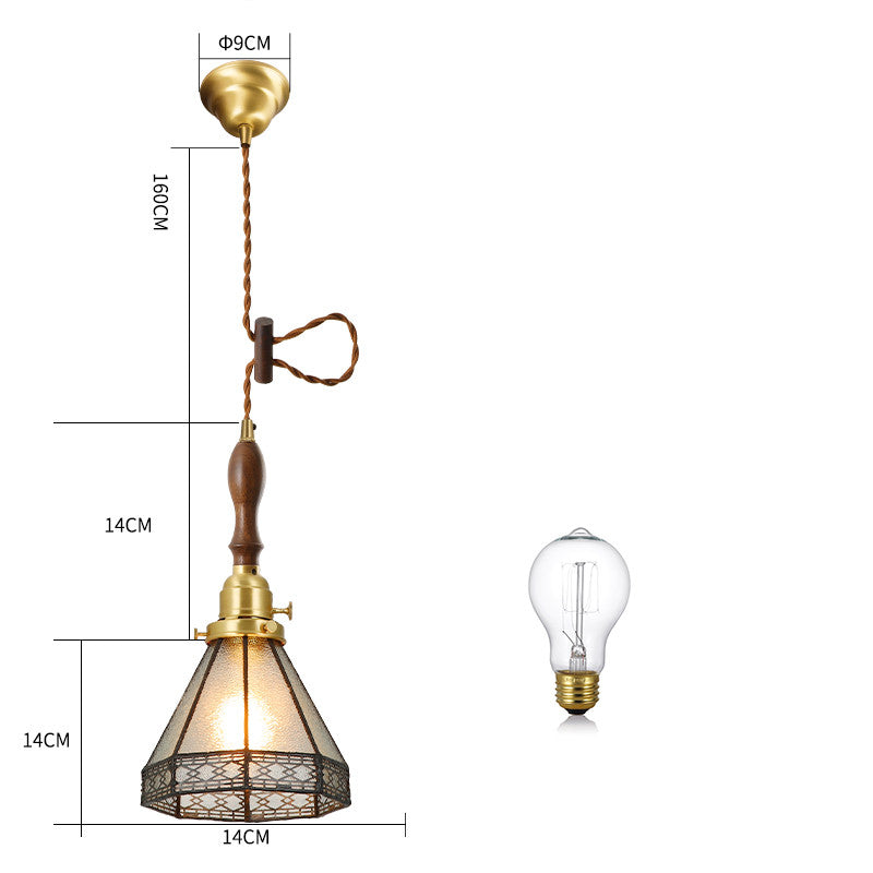 Brass Hand-Blown Glass Chandelier Light
