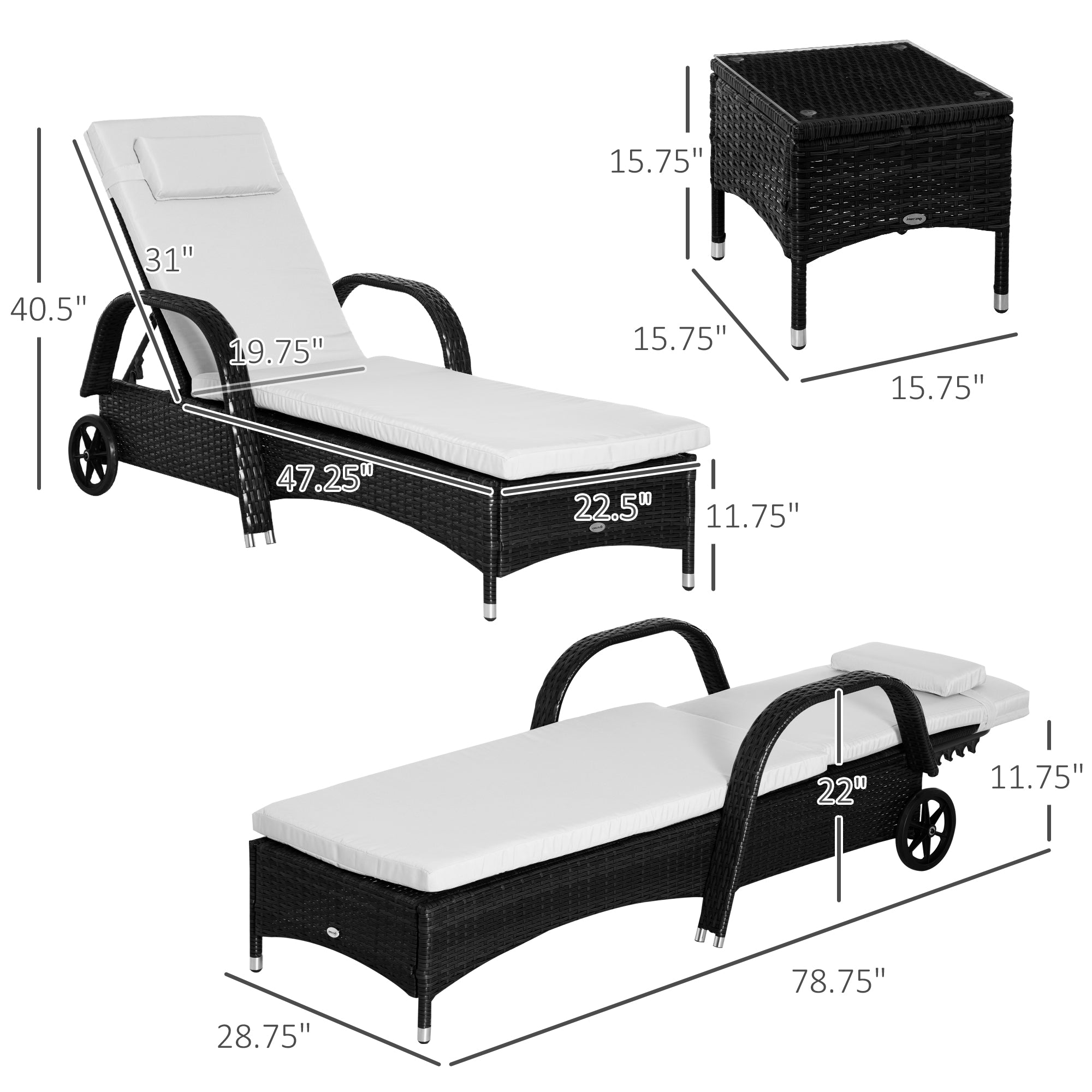 Outdoor Chaise Lounge Set