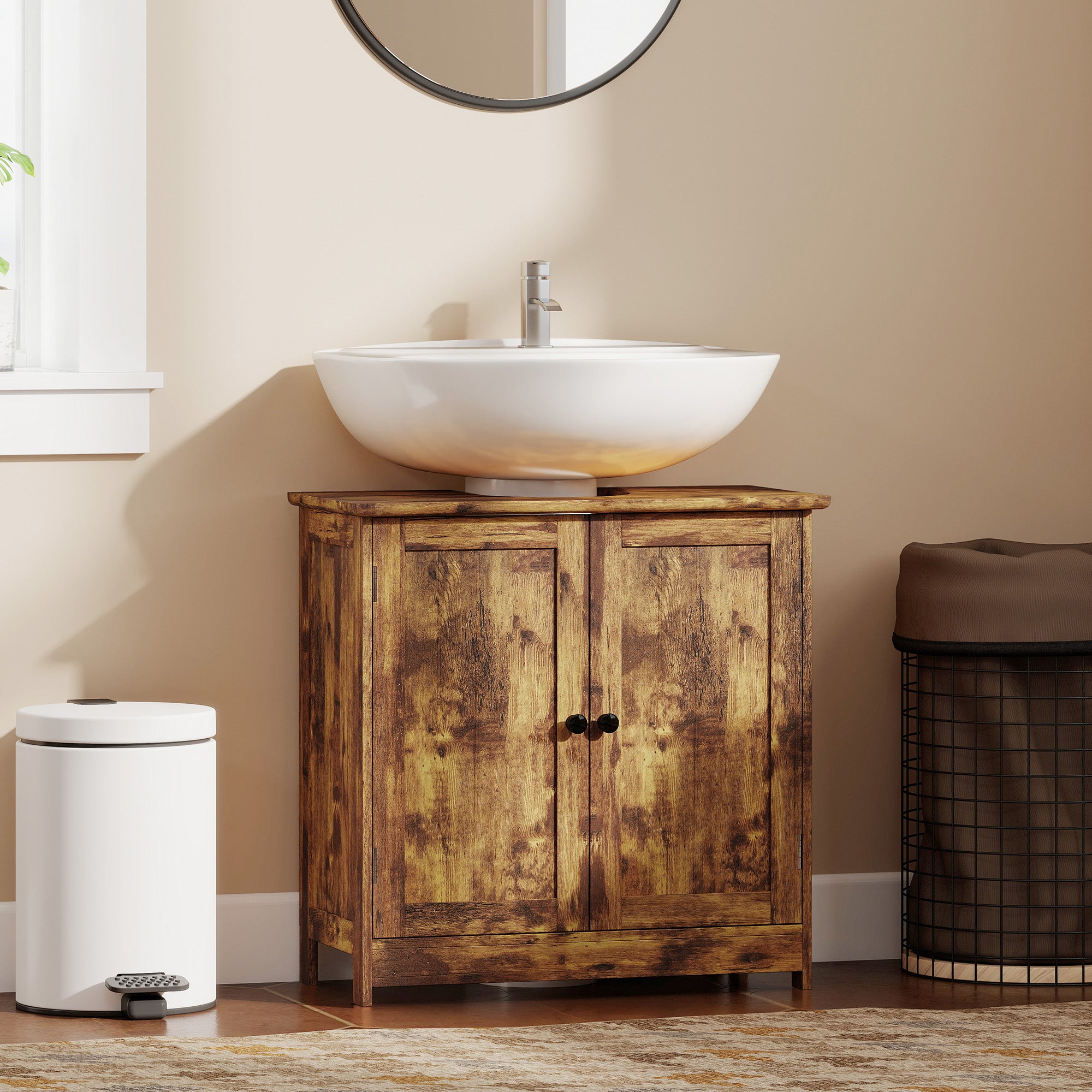 Wood Vanity Cabinet Elegant Design Bathroom