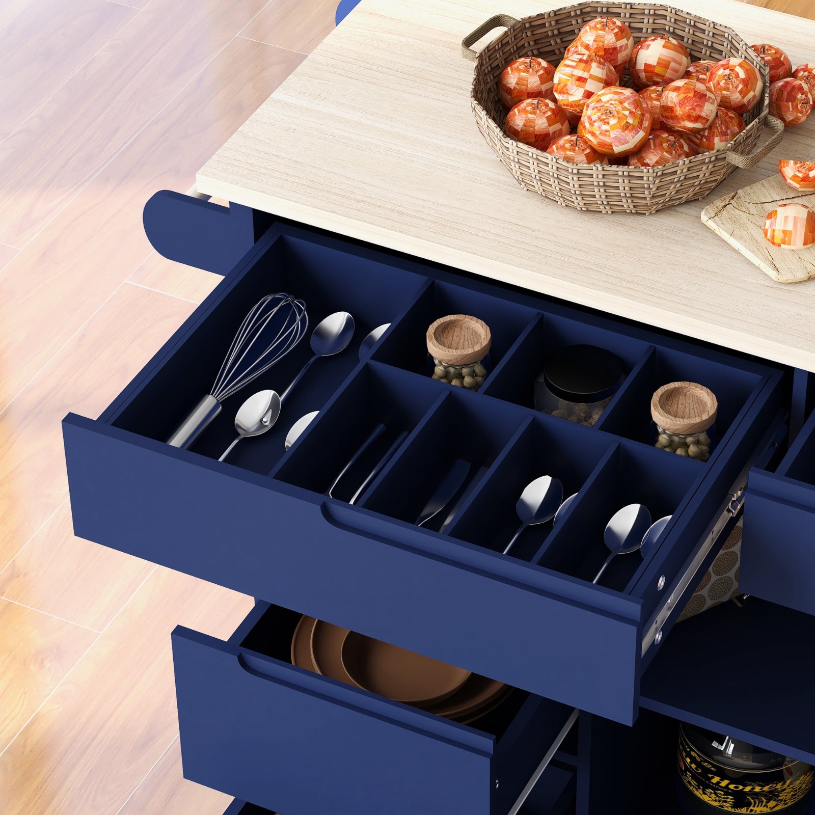 Blue Wood Kitchen Cart