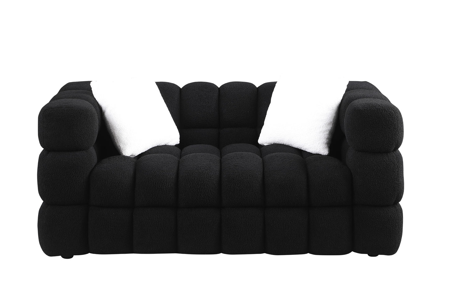 62.2length ,35.83inch Deepth ,human Body Structure For USA People, Marshmallow Sofa,boucle Sofa ,BLACK Color, 2 Seater
