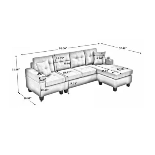 Gray Fabric Sectional Sofa