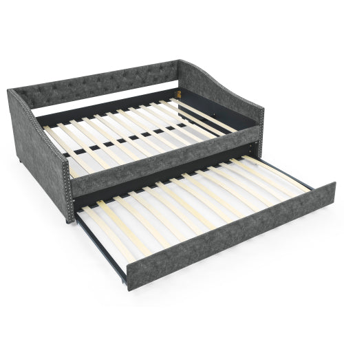 El Sofá Cama de Tamaño Completo Cuenta con una Cama Sofá Tapizada con Tachuelas de Tamaño Doble sobre Ruedas Plataformas No Disponibles - Temu