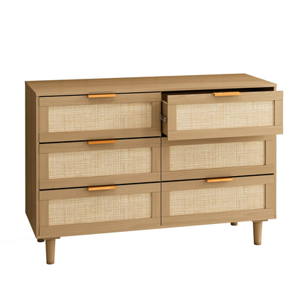 6 Drawers Rattan Dresser Rattan Drawer, Bedroom,Living Room