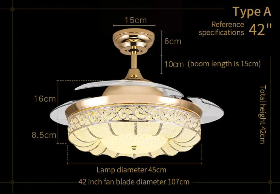 LED Pumpkin Frequency Conversion Ceiling Fan Light In Dining Room Bedroom