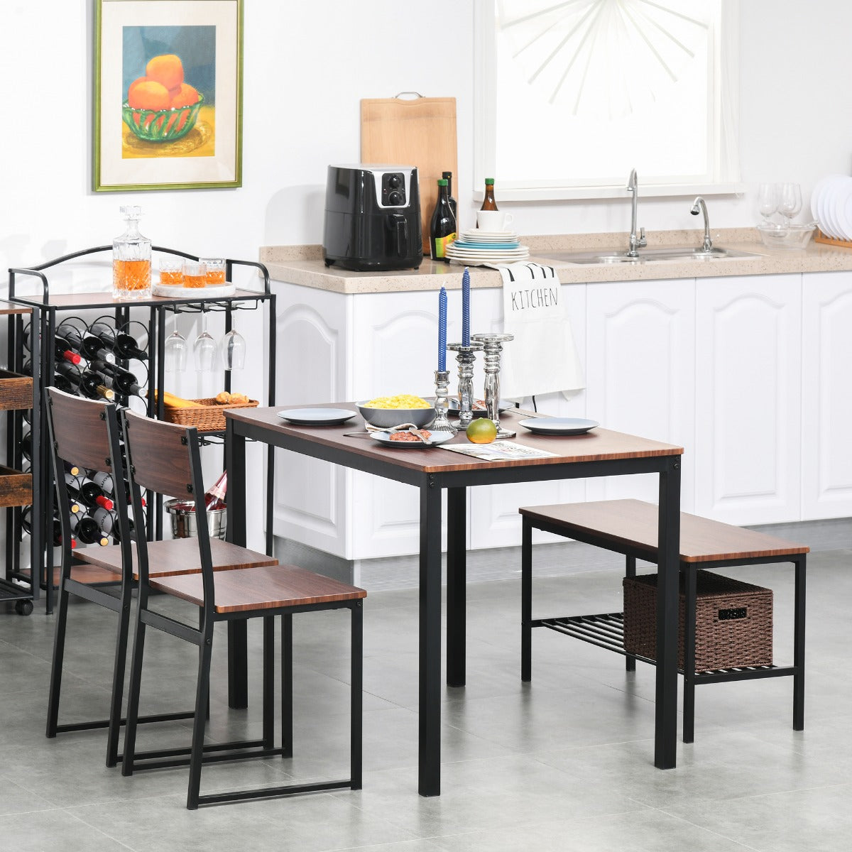 Brown Industrial Dining Set