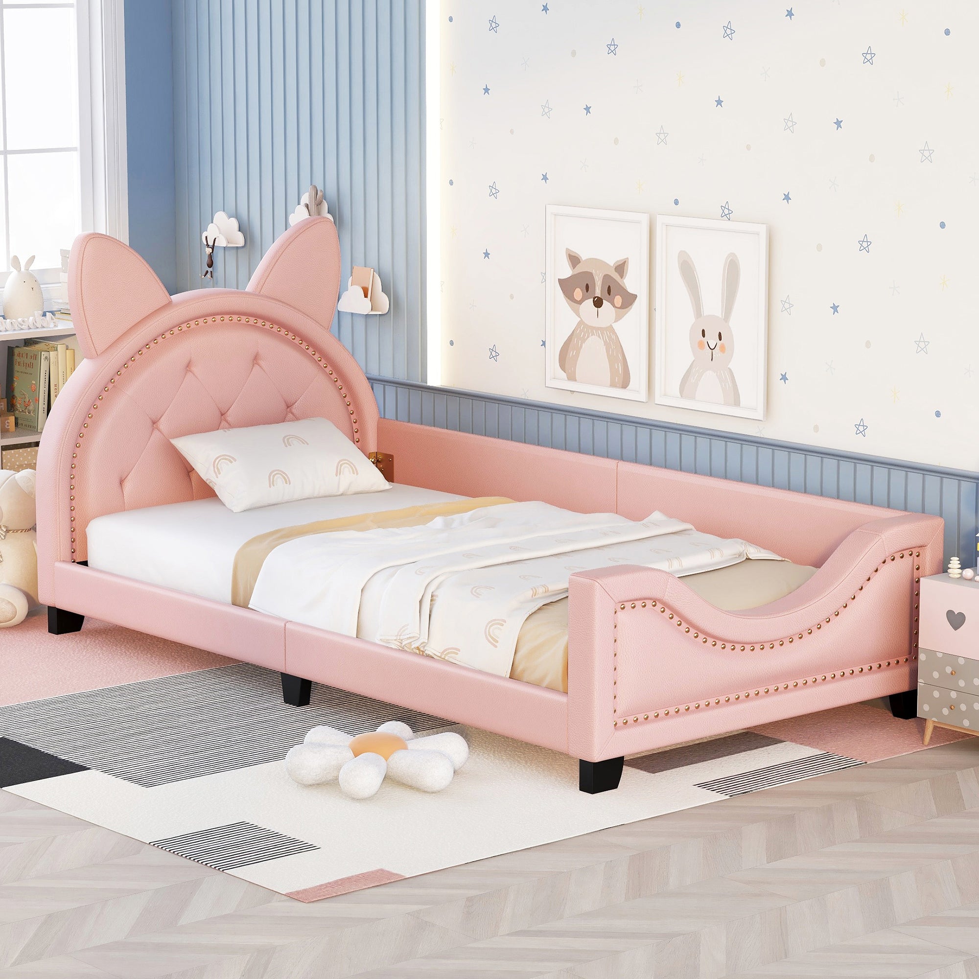 Pink Cushioned Sofa Bed