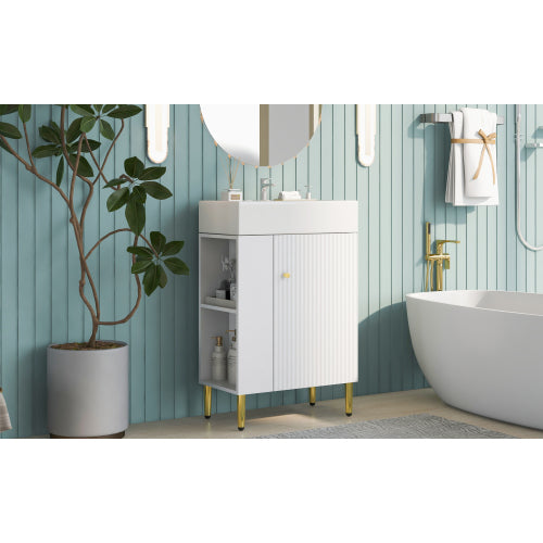 White Bathroom Vanity 21.6 Inch Stylish Storage