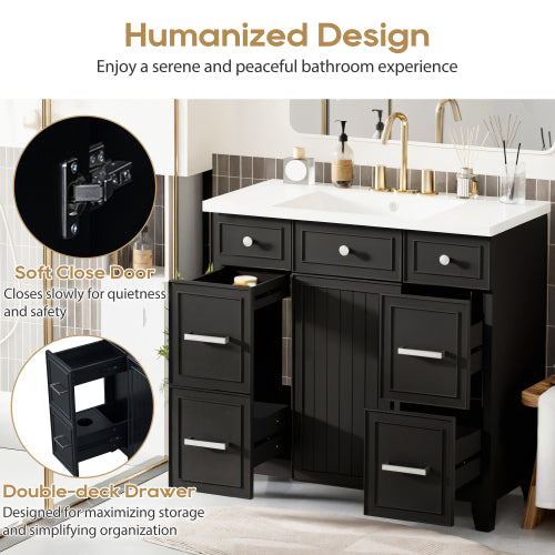 Black Shaker Vanity Cabinet