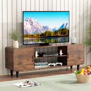 Soporte de TV para Televisor de 55 Pulgadas, Centro de Entretenimiento con Armarios de Almacenamiento, Puerta con Bisagra Suave y Manija, Mesa Consola de TV para Medios en Sala de Estar o Dormitorio, Marrón Rústico