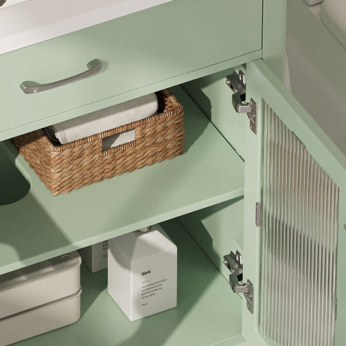 Green Glass Vanity Cabinet