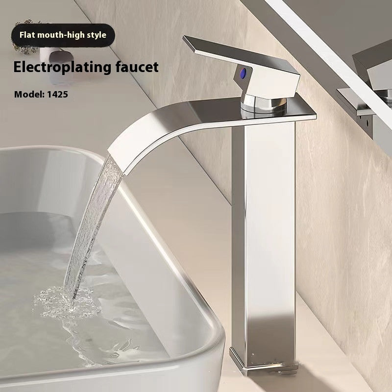 Black Waterfall Basin Faucet With LED Light