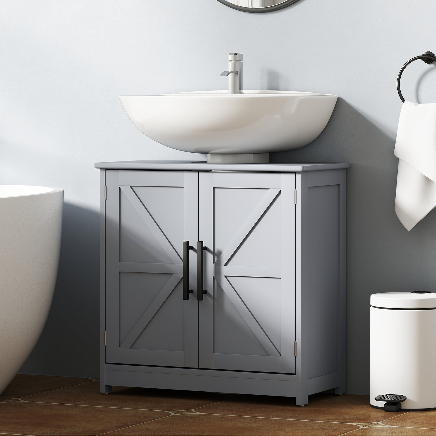 Farmhouse Pedestal Sink Storage Cabinet