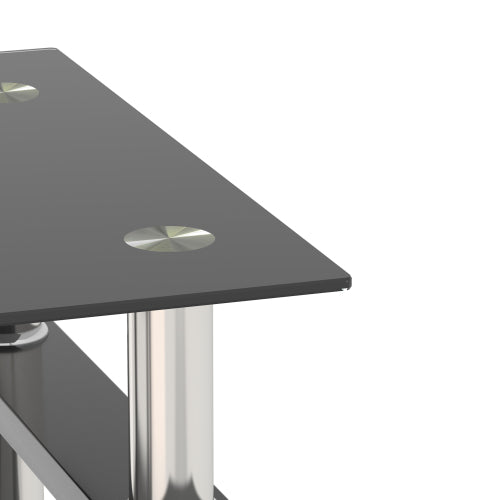 Juego de 2, Mesa de Té de Vidrio Templado Moderno Mesa de Café Mesa Auxiliar, Mesa Cuadrada para Sala de Estar, Negro